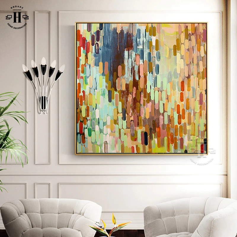 

NHDARC Abstract Canvas Print Painting Colorful Poster Modern Wall Art Pictures Living Room Porch Office Home Decoration Square