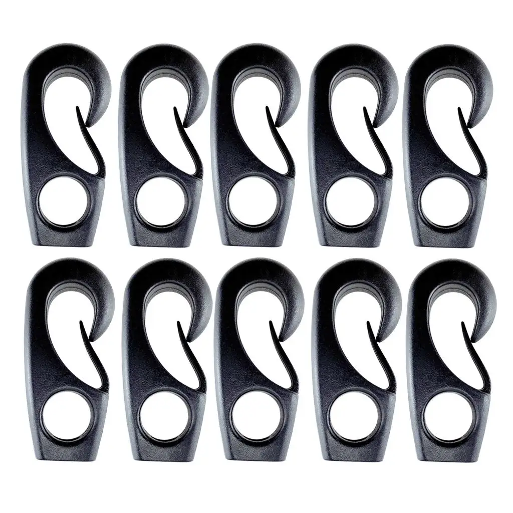 

10pcs Black Durable Hook Kayak Shock Cord Hook for Shock Cords