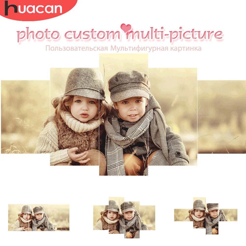 

Huacan Diamond Painting Photo Custom Multi-Pictures Combination Picture Rhinestone Full Square/Round Diamond Mosaic Gift