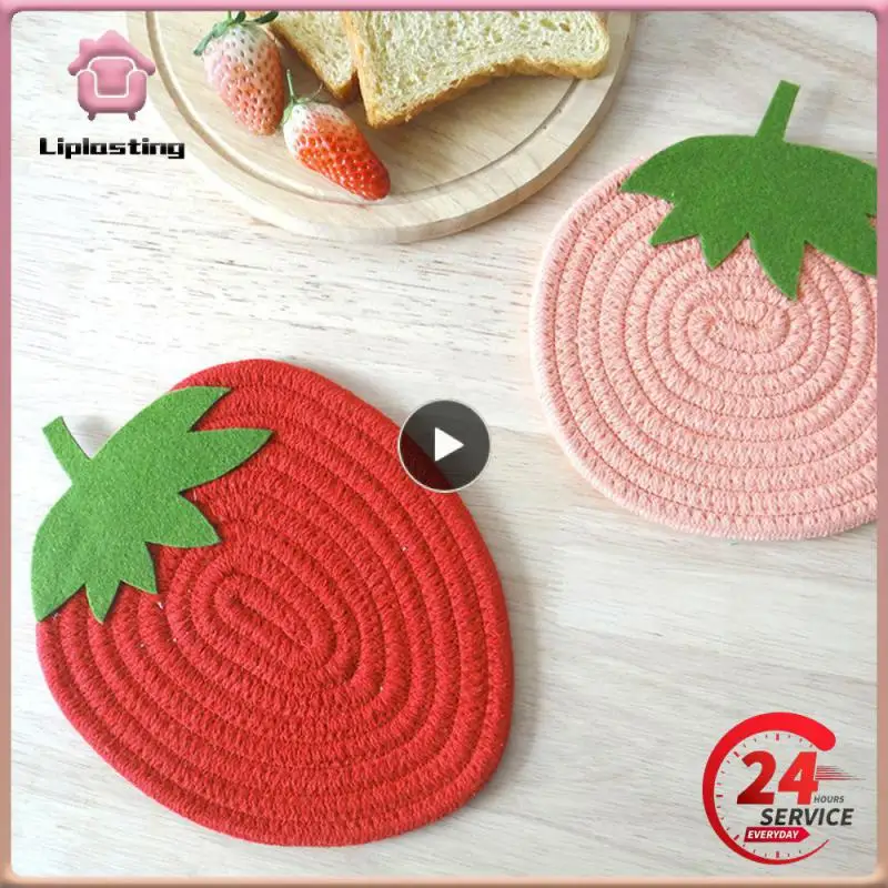 Кухонный коврик клубника из хлопковой веревки |