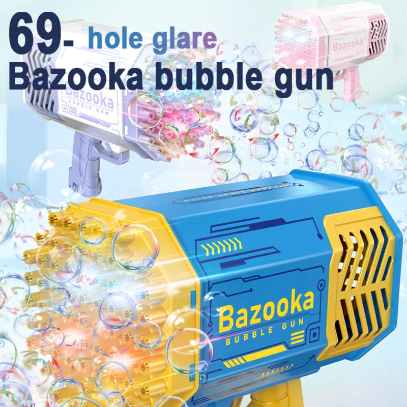

69/80 Upgrade Glowing Bubble Gun Bazooka Gatling Bubble Gun Soap Bubbles with Color Electric Soap Bubble Maker Toy For Kid Gift