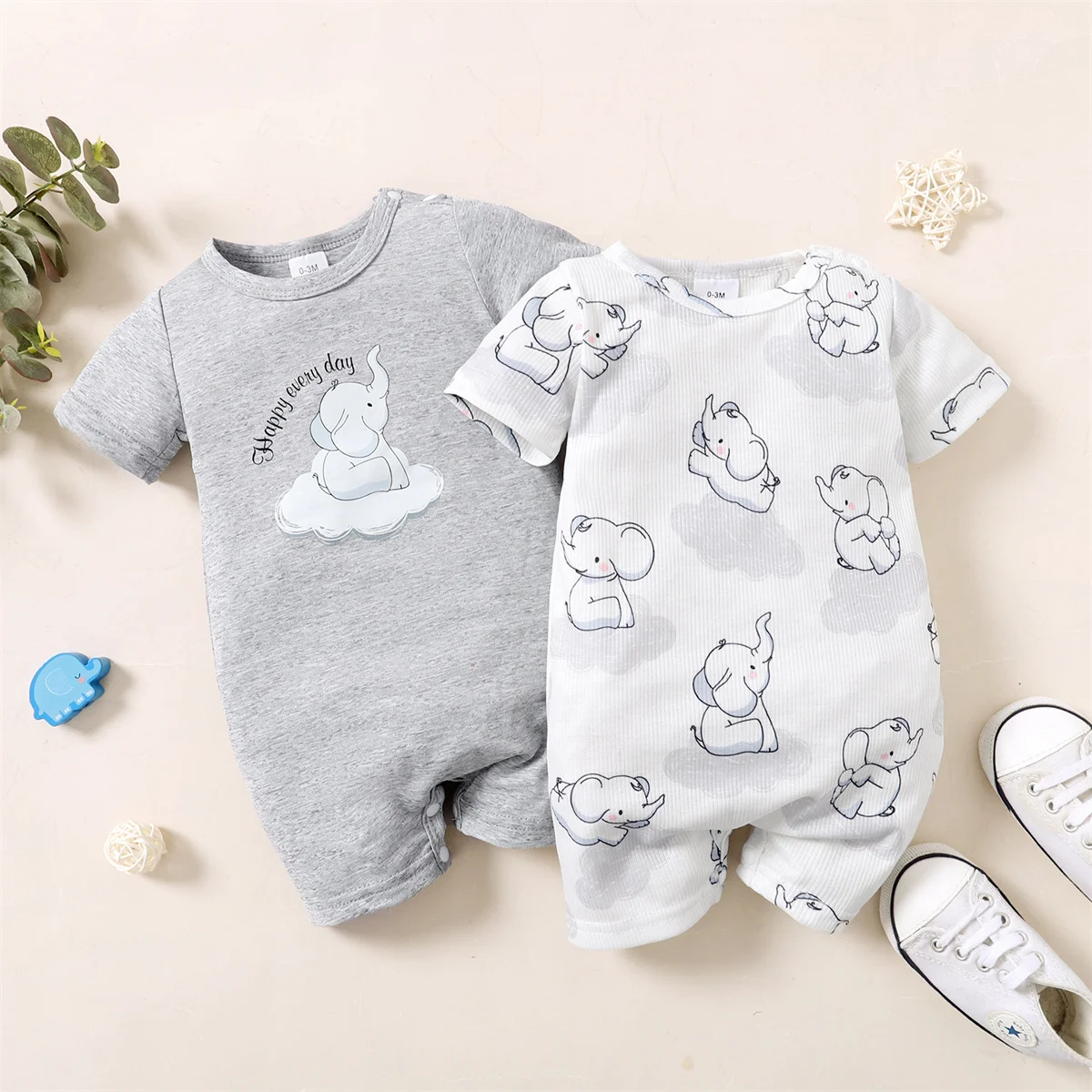 

Hibobi Baby Cute Elephant Cloud Pattern Romper