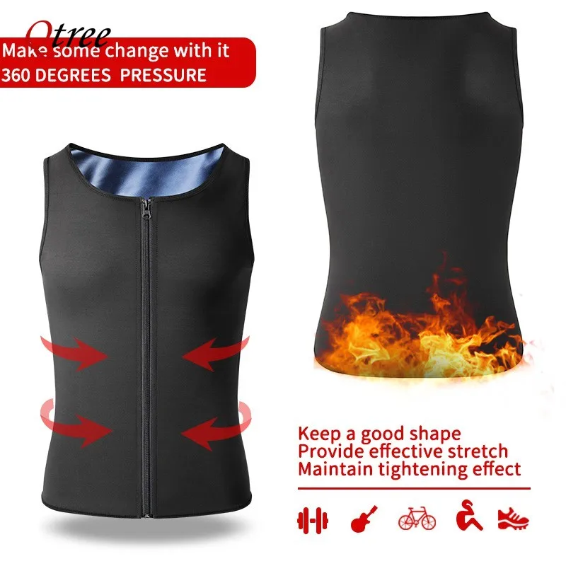 Men Body Shaper Sauna Vest Waist Trainer Slimming Belt Sweat Shirt Polymer Corset Top Abdomen Reducing Shapewear Fitness Suit