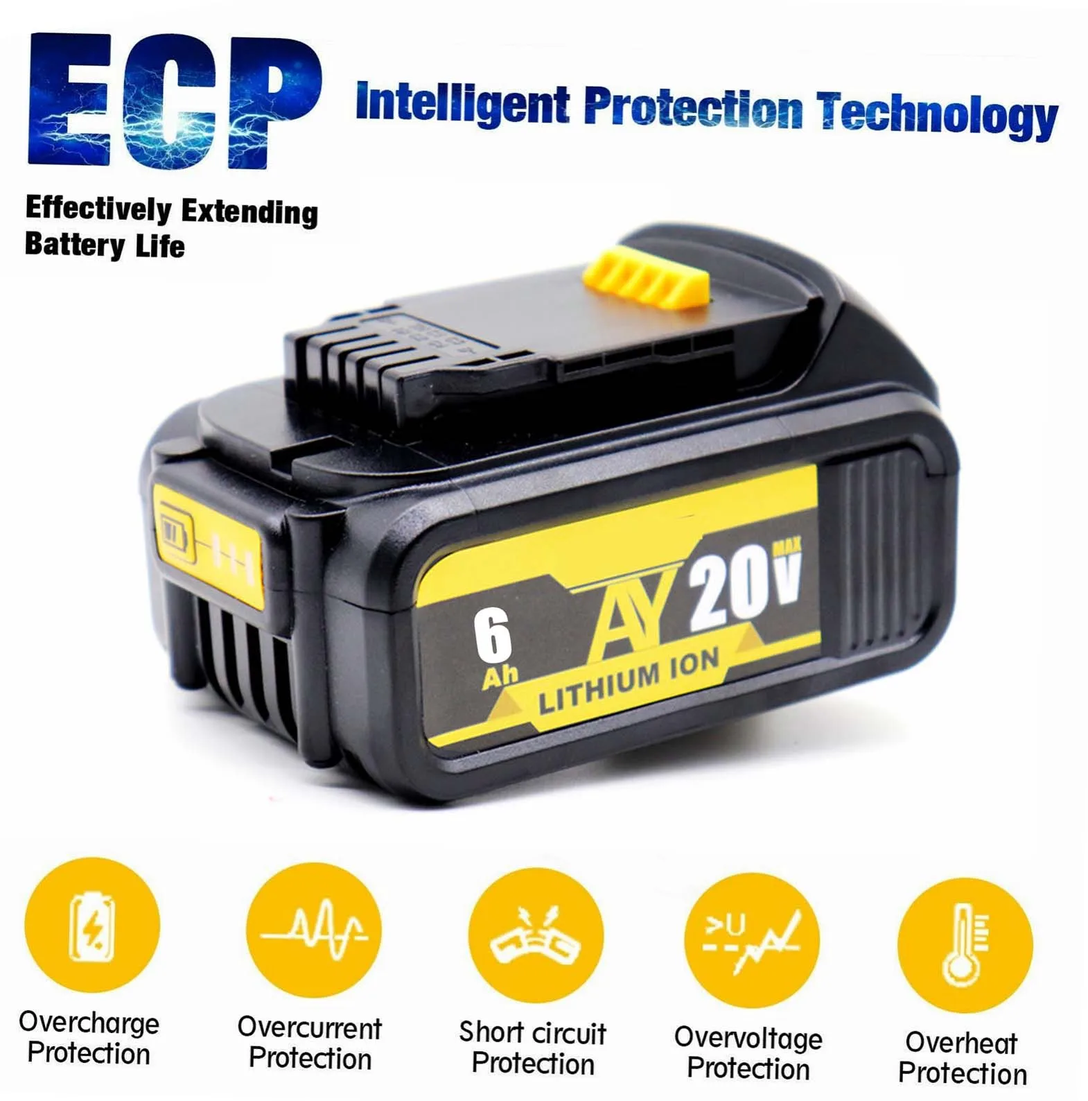 

20V 3.0Ah 5.0Ah 6.0Ah DCB200 Replacement Li-ion Battery for DeWalt MAX XR DCB205 DCB201 DCB203 power tool Batteries