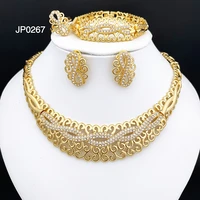 newest italian gold plated necklace set womens earrings nigerian bride jewelry luxury colored big bracelet