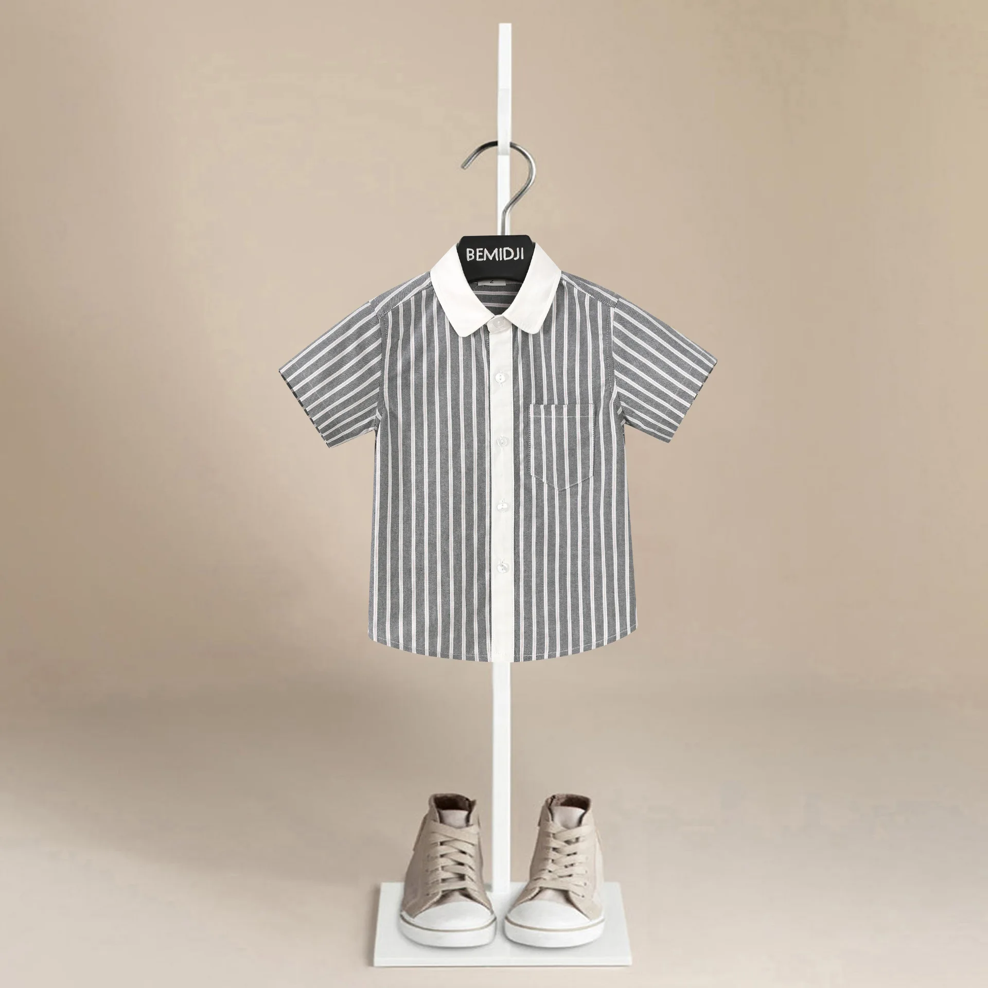 

Рубашки для мальчиков, блузки, рубашка в полоску с коротким рукавом, новая летняя детская одежда для малышей, повседневные хлопковые рубашки, топы