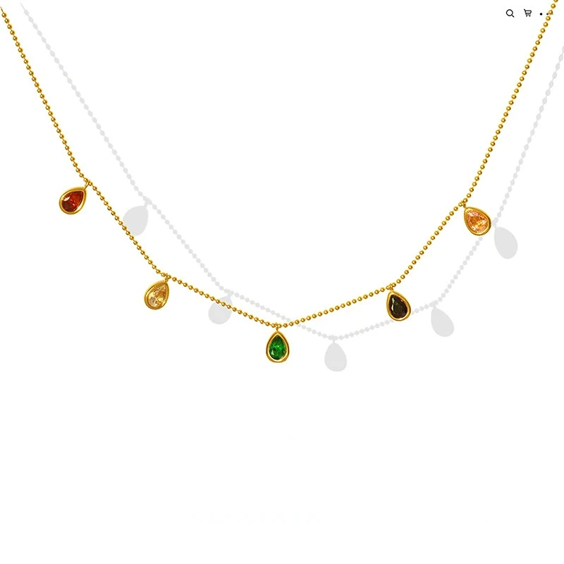 2023 New Niche Design Sense of Fashion Colorful Zirconia Pendant Necklace Collarbone Necklace