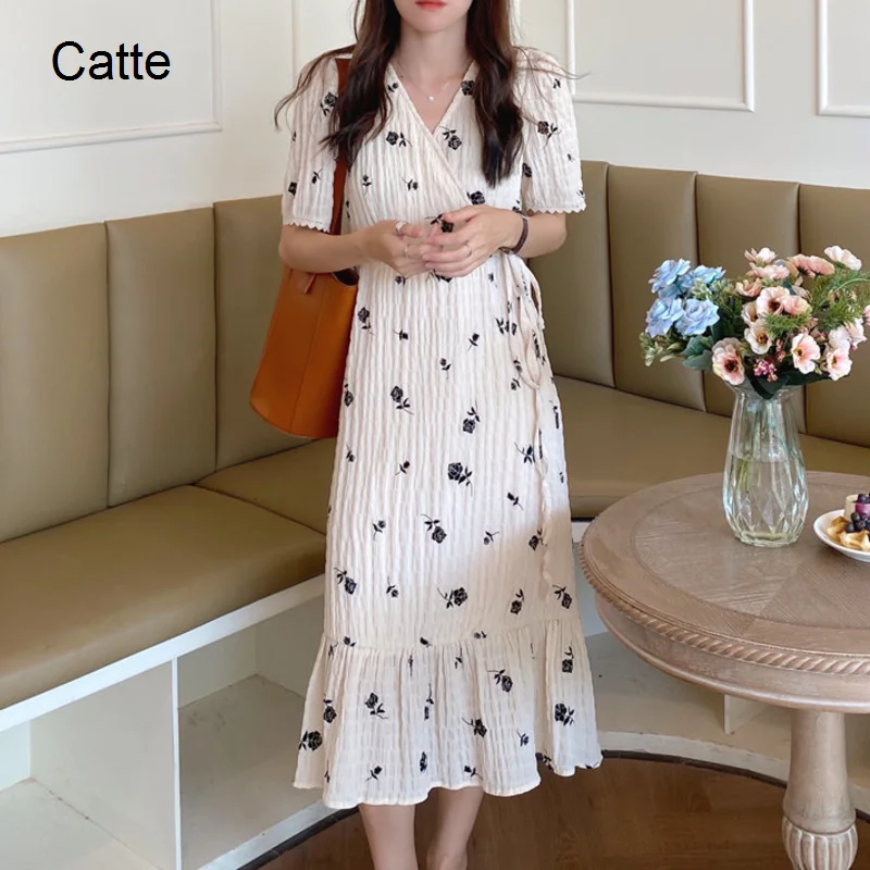 

Женское платье с цветочным принтом, элегантное приталенное платье в Корейском стиле на весну и лето