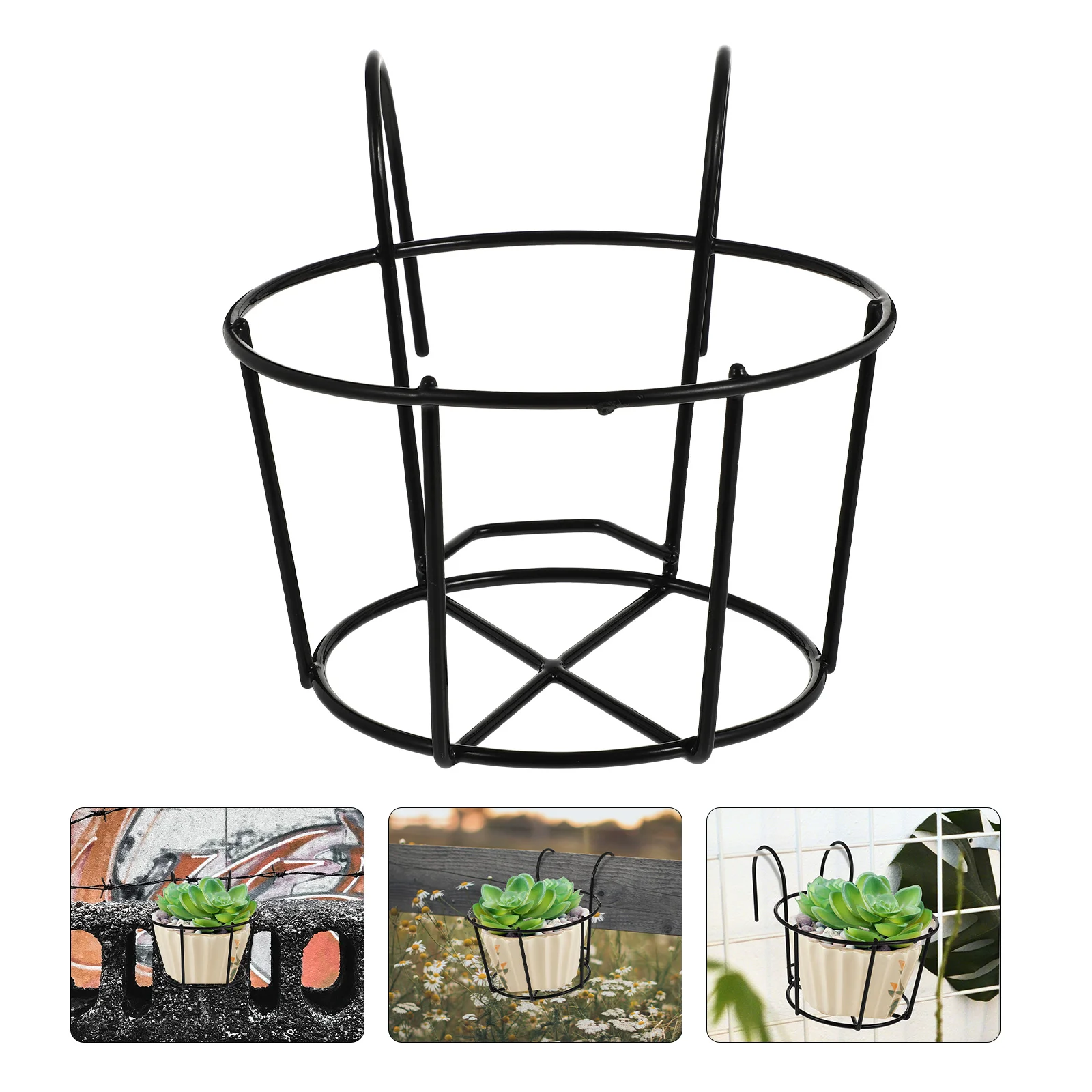 

Hanging Flower Holder Planter Fence Pot Railing Balcony Basket Over Baskets Hanger Deck Stand Rail Planters Iron Wall Potted