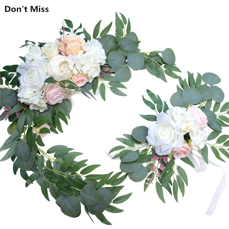 

2pcs Peony Artificial Wedding Flower Wall Arrangement Arch Backdrop Decoration Artificial Rose Wreath Door Threshold Decor White