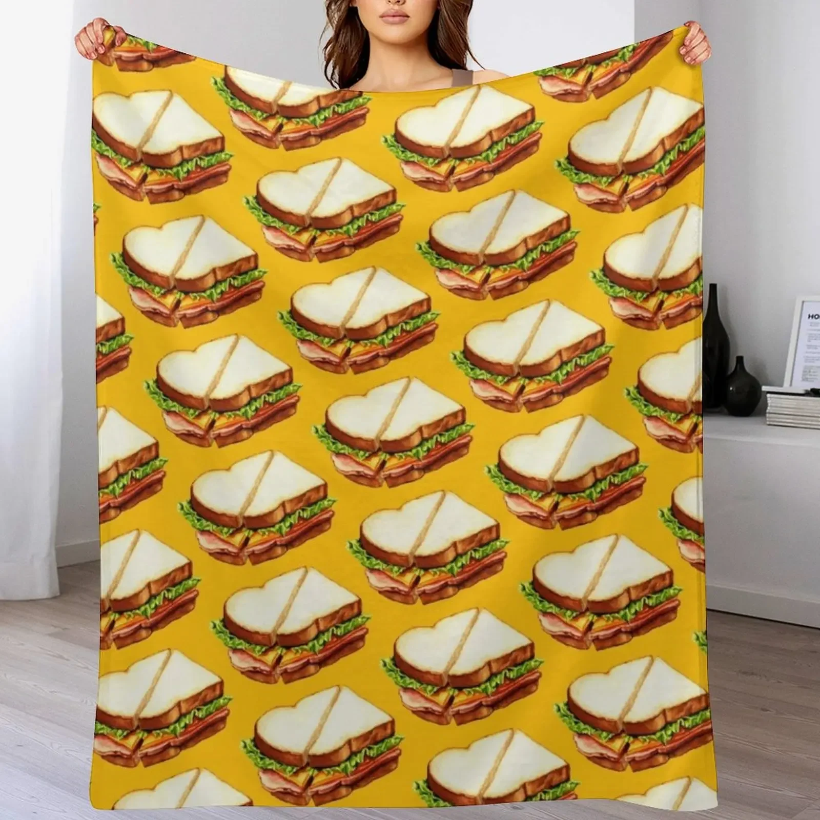 Plush одеяло с рисунком ветчины и сэндвича