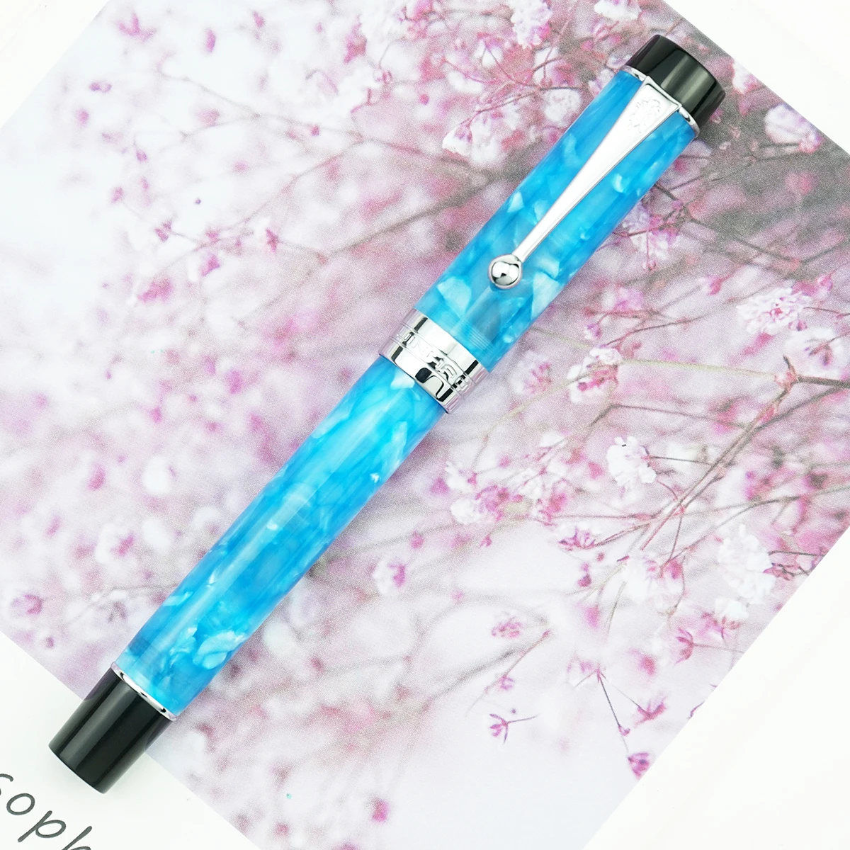 Jinhao 100 Centennial Resin Fountain Pen Ice Blue Iridium EF/F/M/Bent Nib with Converter Ink Pen Business Office School Gift Pen images - 6