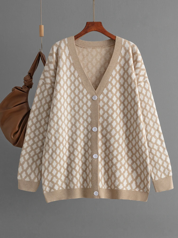 Осень-зима 2024 новый кардиган свитер верхняя одежда модный свободный жаккардовый