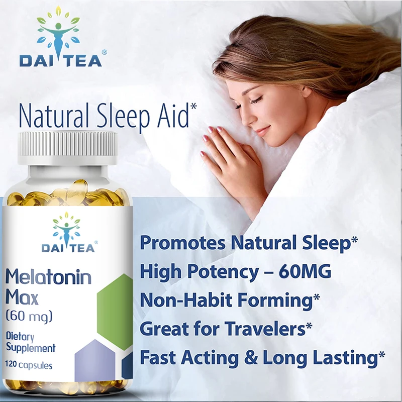 

Melatonin Capsules Dietary Supplement - Relieve Insomnia, Help Improve Sleep Quality, Reduce Waking Time, Help Deep Sleep