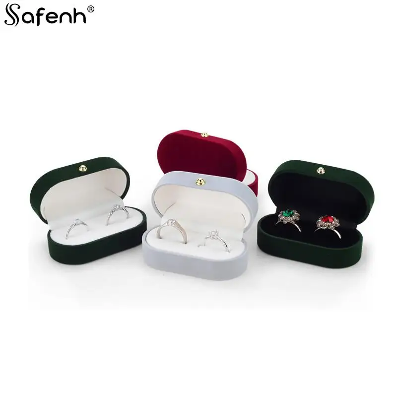 

Бархатная шкатулка для украшений, органайзер для колец, двойная коробка для колец, свадебный подарочный бокс, 1 шт.