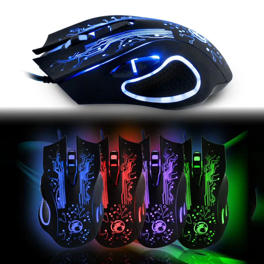 Фото Игровая мышь, проводная компьютерная мышь, USB-мышь для геймеров, 3200 точек на дюйм, 6 кнопок, эргономичная игровая мышь Magic Game Mice X9 для ноутбука №2