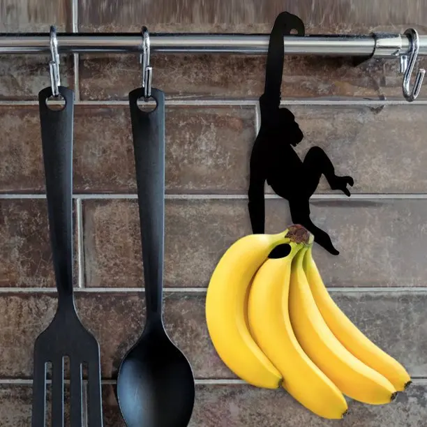 New Kitchen Metal Wall Door Hook Key Hanger Cat Tail Monkey Shaped Decor Holder Clothes Seamless Hook Tool Storage Rack