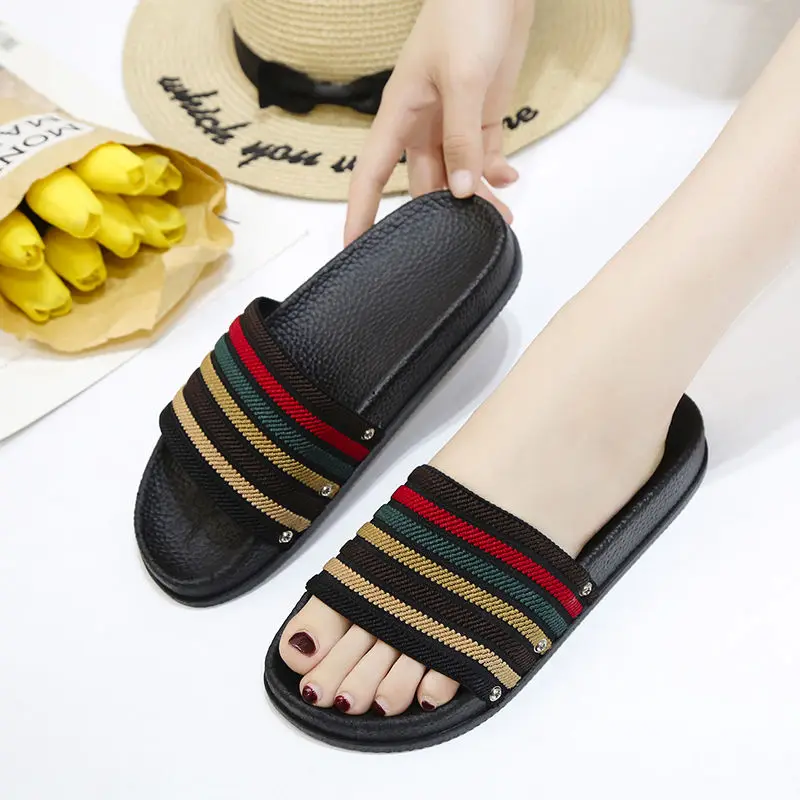 Home Sandals Woman with Free Shipping Slipper Comfortable Flat Designer Slippers for Women Indoor House Summer New 2023 Fashion