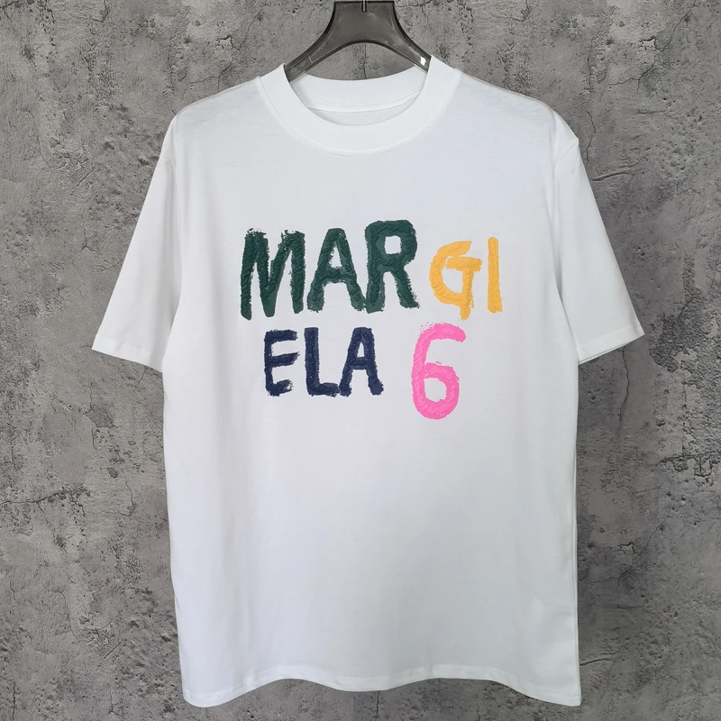 

Summer New Mm6 Margiela T-shirts High Quality Foam Color Print Roundneck Short Sleeves Top Breathable Cotton Casual Top Tee