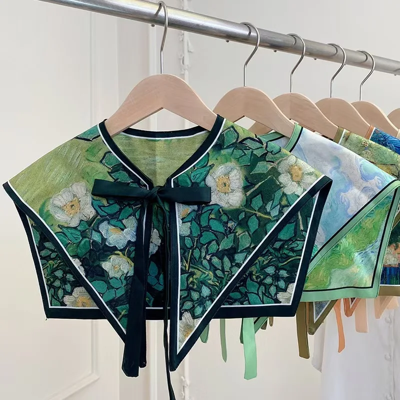 Женская рубашка со съемным искусственным воротником женский цветочный узор