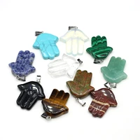 natural stone pendant magic earth palm shape crystal agate stone charms for jewelry making necklace bracelet gift