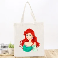 disney princess print tote bags for women canvas 2022 new luxury handbags shopping printed bag fabric reusable handbag for girls