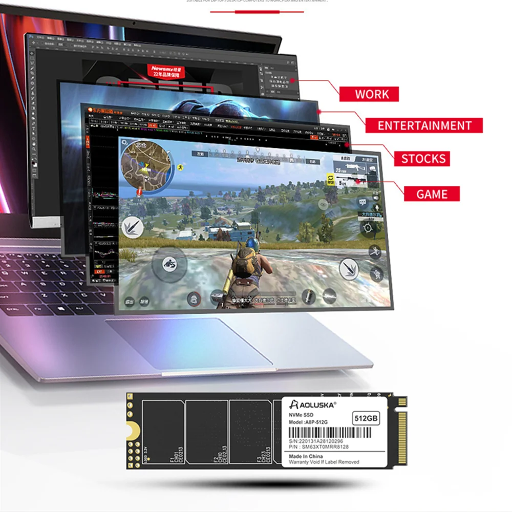 Фото Внутренний жесткий диск AOLUSKA PCIe 3,0 NVMe M2 SSD 2280 128 ГБ 256 ГБ 512 ГБ 1 ТБ твердотельный накопитель для ноутбука, настольного компьютера №2
