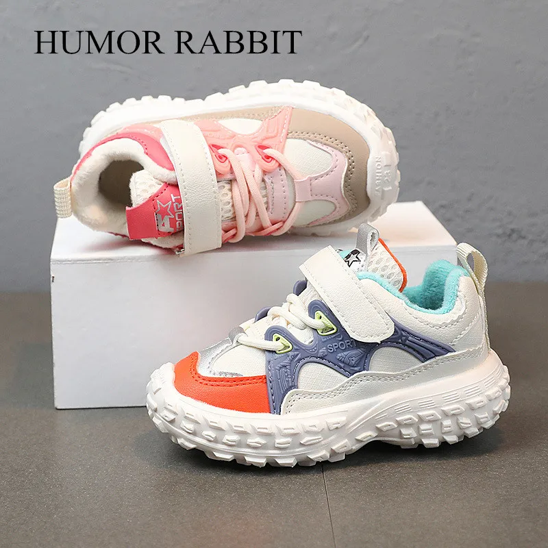 New Winter Children Sports Shoe Comfortable Plush Shoes Keep Warm Outdoor Sneakers Non-slip Wear-resistant Hiking Shoes CN 21-36