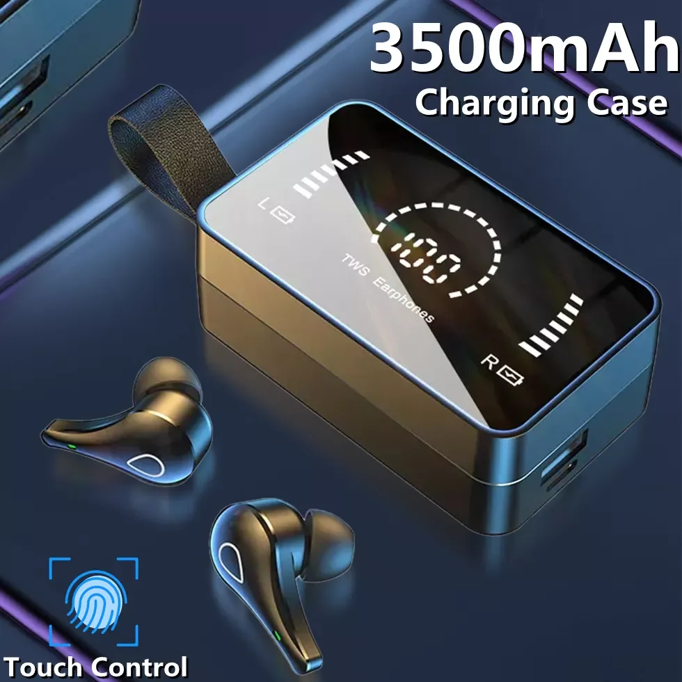 

TWS Bluetooth Headphones HD Mirror Screen LED Display Earphones 3500mAh Charging Box 9D Stereo Sports Waterproof Headsets