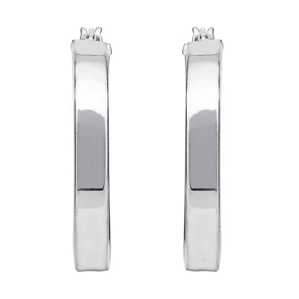 

Women’s Sterling Silver Rectangular Hoop Earrings
