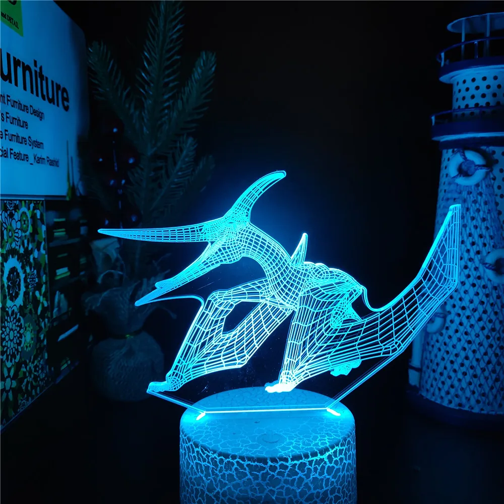 

3d-ночник Pteradon в виде динозавра, декоративный светильник для спальни с датчиком и дистанционным управлением, подарок ребенку на день рождени...