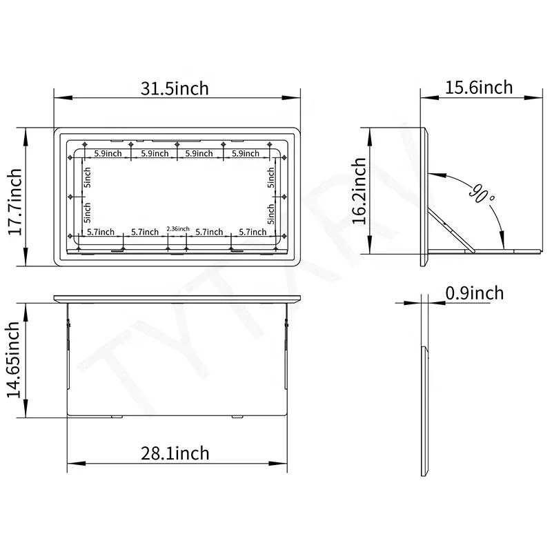 Аксессуары Heyrv Caravan 800*450Mm Rv Opvouwbare Tafel Met Led Licht Witte Camper Eettafel Externe Afs Astebare Muur