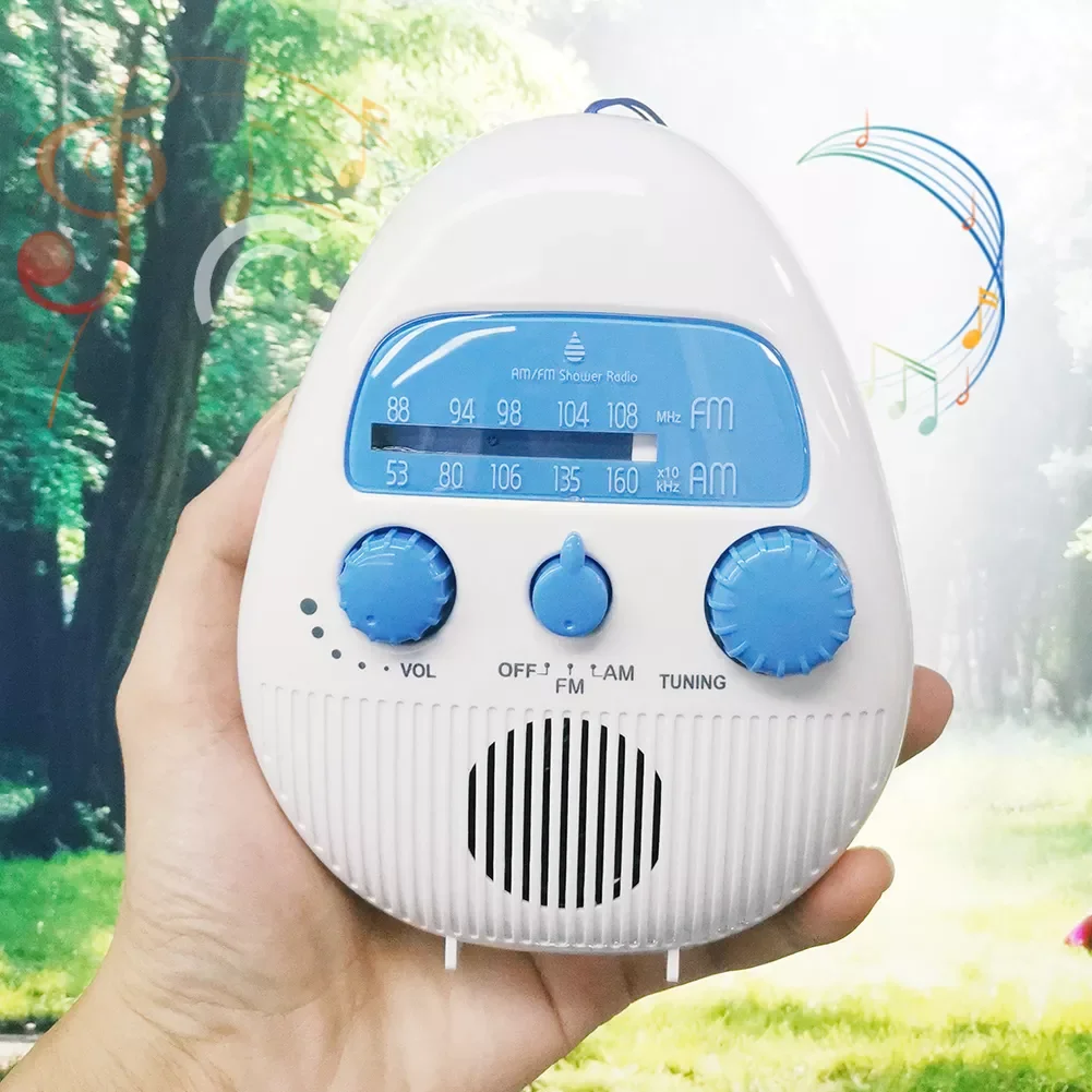 Waterproof Shower Radio Indoor Desktop ABS Electronic Alarm Clock Stereo Build In Speaker Multiband FM AM Portable Mini enlarge