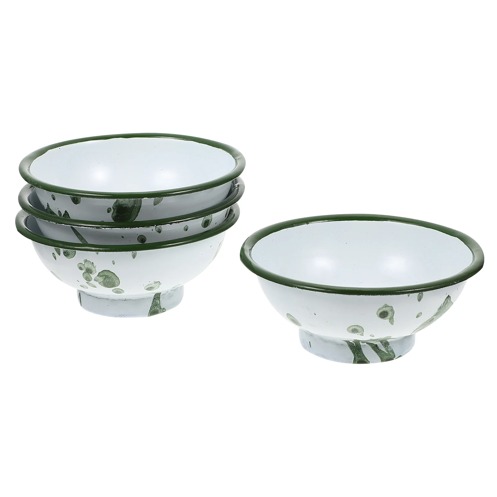 

4Pcs Rice Bowl Enamelware Bowl Dinner Serving Platter Candy Bowl Enamelware Basin Enamelware Plates Chinese Bowl