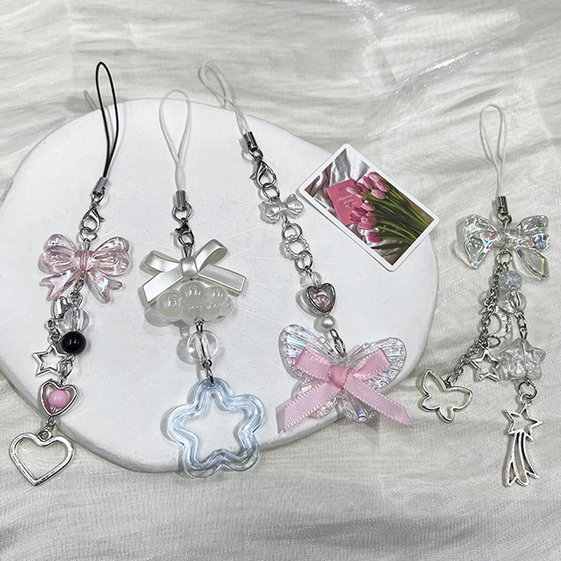 1 шт. милый брелок ручной работы из бисера-бабочки для камеры IP 11 Kawaii Y2K Love подвеска