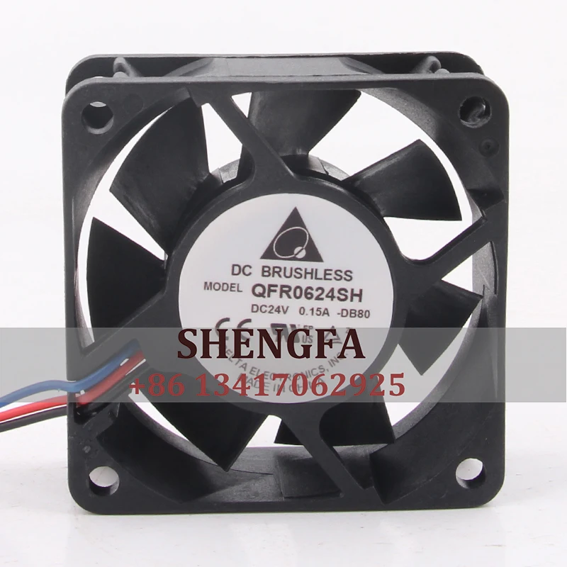 

DELTA Case Fan Dual Ball Bearing QFR0624SH 60*60*25MM 24V 0.15A 6CM Inverter Large Airflow Cooling Fan