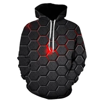 hole pattern personality creative 3d printing mens hooded sweatshirt autumn and winter colorful fashion pullover hoodie