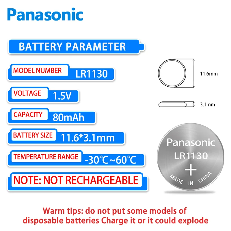 10 шт. Panasonic LR1130 1 5 в кнопочные электронные часы Casio калькулятор щелочной 189