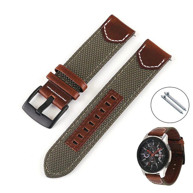 

Ремешок для смарт-часов TicWatch Pro 3 Ultra GPS GTX 2020 2021, кожаный нейлоновый браслет для Ticwatch S2 E2, 22 мм