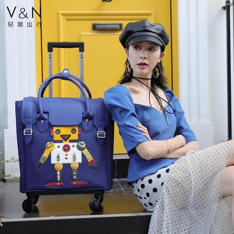 

2021 New Woman Light 18 Inch Suitcase Hand Luggage Carry-on Trolley bag Travel Bags High Quality Oxford Soft Shell with 4 Wheels