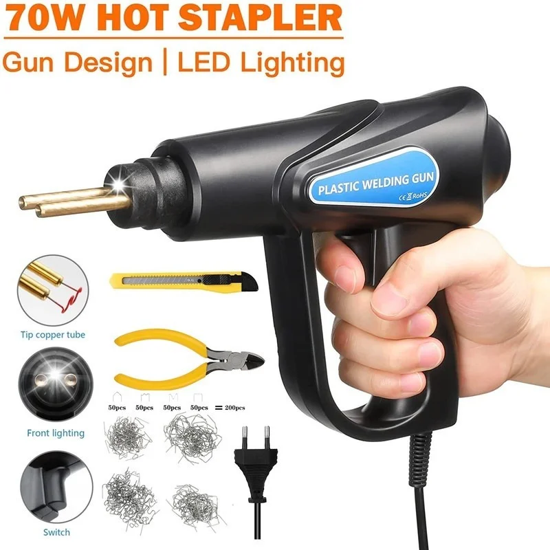 70W Plastic Welder Plastic Repair Tool Bumper Soldering Iron With 200 Pieces Staples Bumper Repair Auto Tool Kit