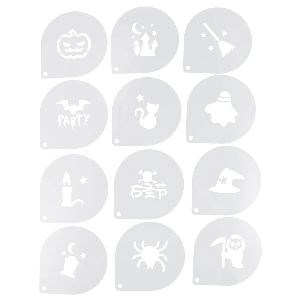

12 Pcs Halloween Painting Template Cake Mold Cappuccino Templates Decorating Tool Coffee Garland Latte Stencils Plastic