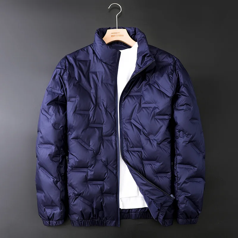 Lightweight Down Jacket Men's Short 2022 New Stand Collar Fashion Printing Casual Warm Autumn and Winter Anti-season Coat