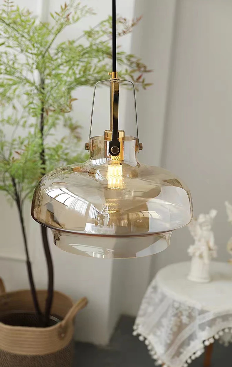 

Vintage Glass Pendant Lights Retro LED Hanging Lamps For Living Dining Room Kitchen Island Restaurant Indoor Decor Lighting E27