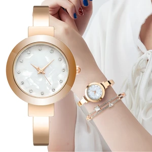 Luxury Ladies Brands Bracelet Watches Shellface Simple With Diamonds Women Quartz Watch Girls stainless steel Bangle Dress Clock