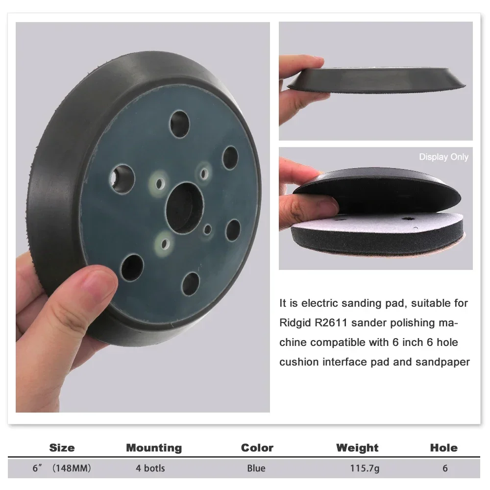 6-дюймовая шлифовальная накладка с 6 отверстиями сменная крючком и петлей 150 мм