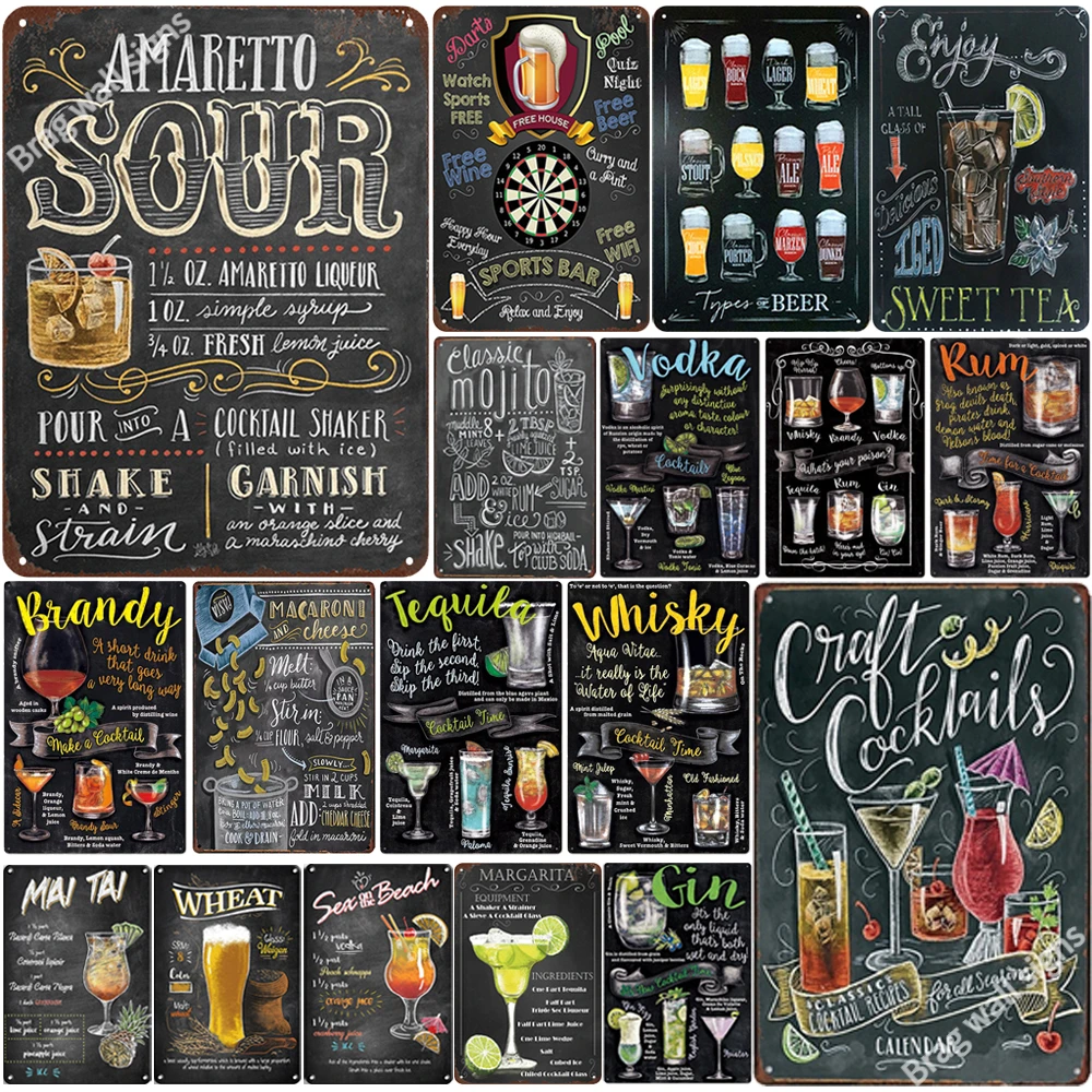 

Винтажный металлический знак Mojito, оловянный постер, настенные наклейки, украшение для дома, ретро, Куба, коктейли, металлические таблички, д...