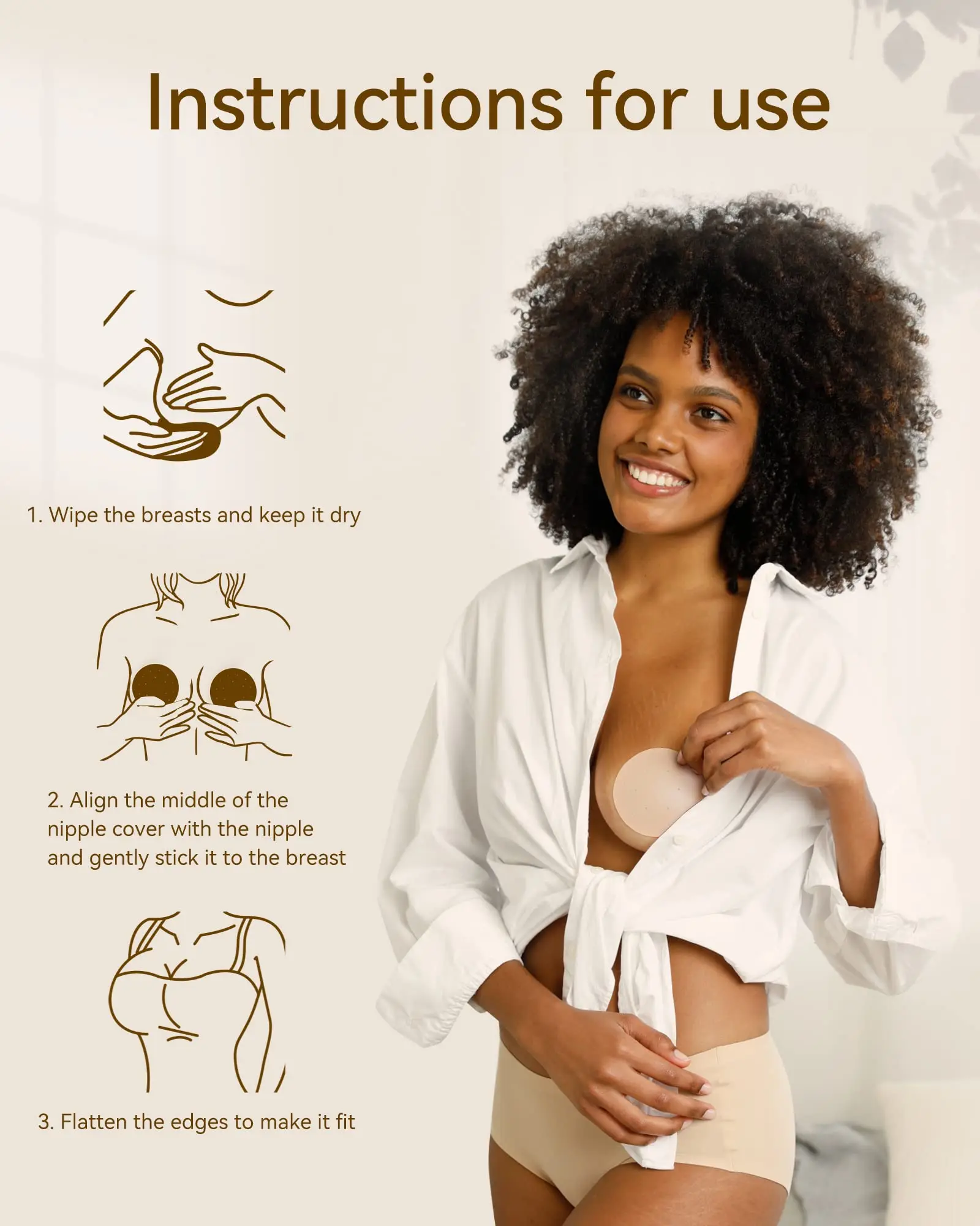 Niidor Ultrathin Breathable Silicone Nipple Covers Sticky Pasties for Women Adhesive Breast Skin Color Bra with Travel Box