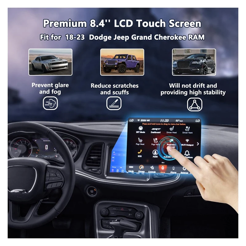 8 4-дюймовый сенсорный ЖК-монитор замена радионавигации для Jeep Dodge RAM Chrysler 2020-2023