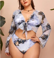 bikini 2022 woman swimwear new large size fat womens split mesh three piece split swimsuit sexy women bottom luxury s xxxxl